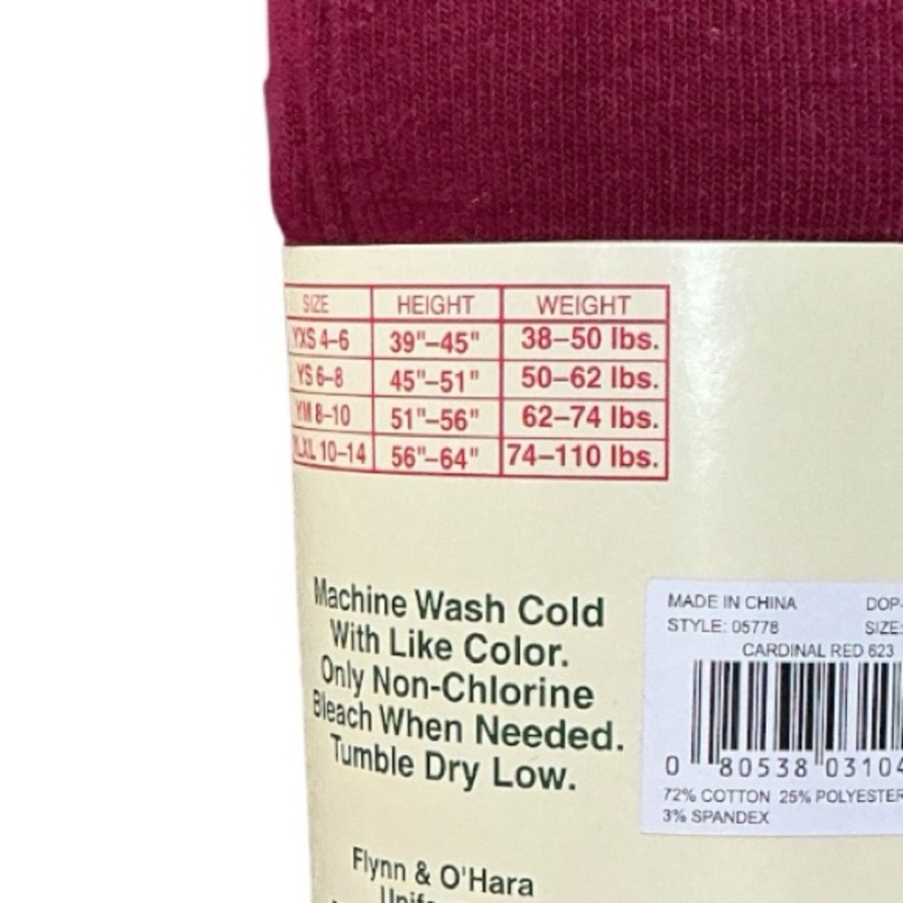 FlynnO'Hara - NWT - Red Cotton-Spandex Tights - Picture 2 of 3